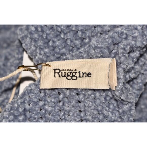 MACCHIA DI RUGGINE NEW‎ $98 Fringe Trim Ribbed Blanket Poncho Blue OS One Size - Picture 3 of 3